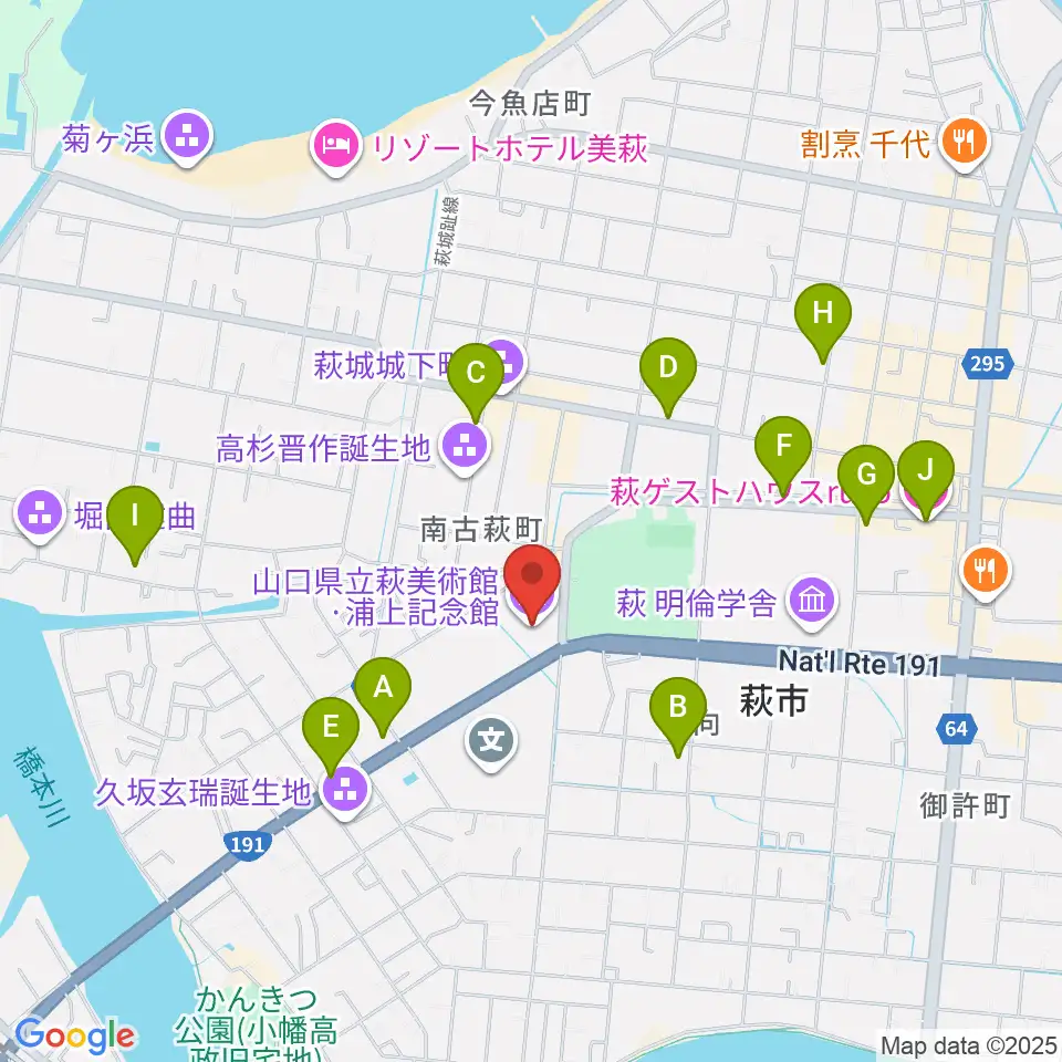 山口県立萩美術館・浦上記念館周辺のホテル一覧地図