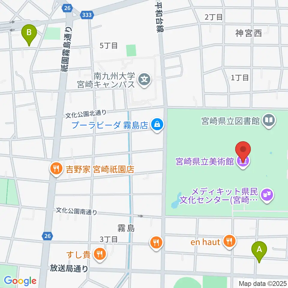 宮崎県立美術館周辺のホテル一覧地図