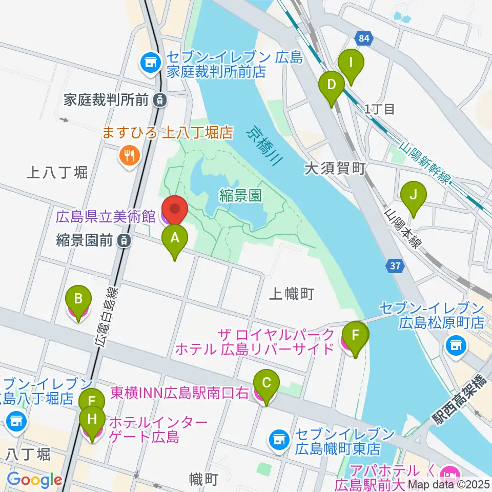 広島県立美術館周辺のホテル一覧地図