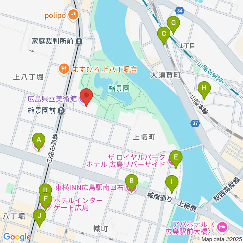 広島県立美術館周辺のホテル一覧地図