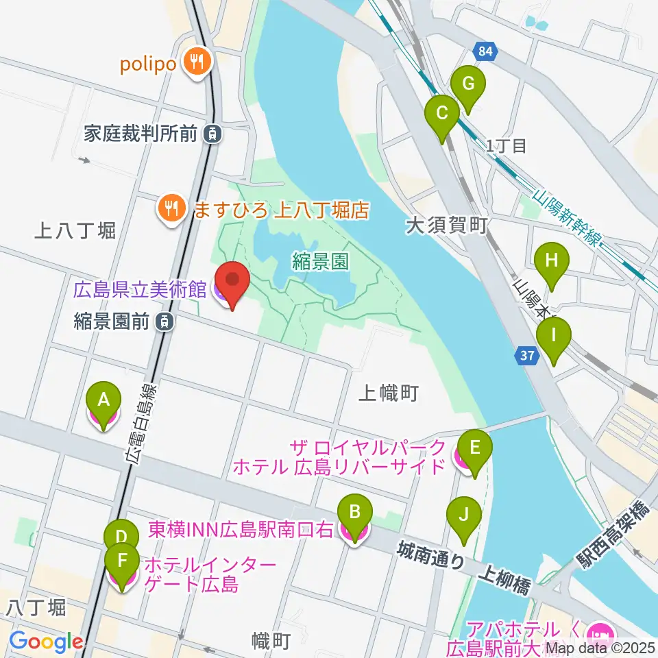 広島県立美術館周辺のホテル一覧地図