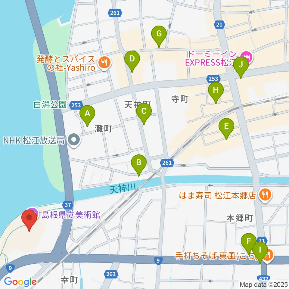 島根県立美術館周辺のホテル一覧地図