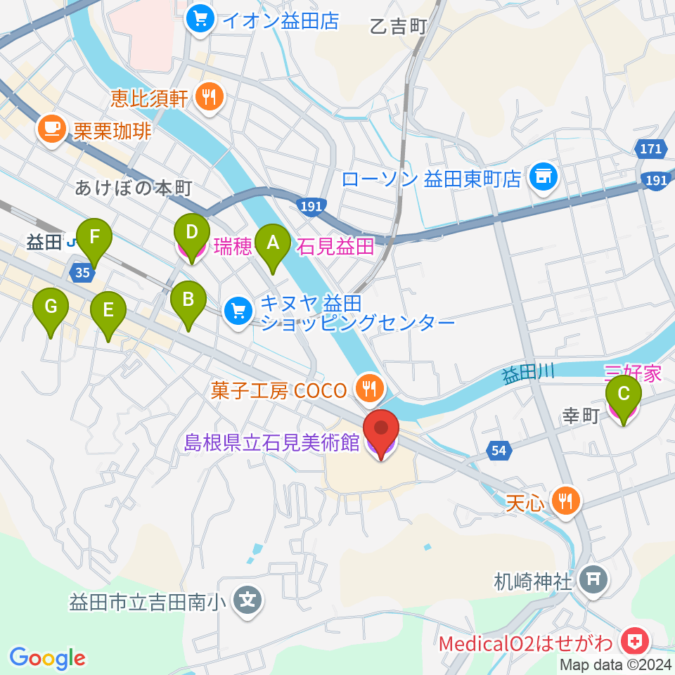 島根県立石見美術館周辺のホテル一覧地図