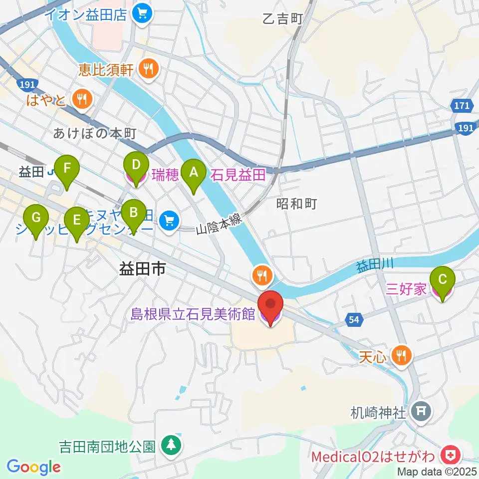島根県立石見美術館周辺のホテル一覧地図