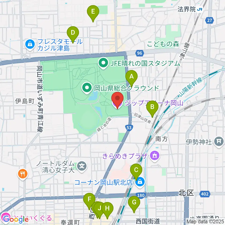 シゲトーアリーナ岡山周辺のホテル一覧地図