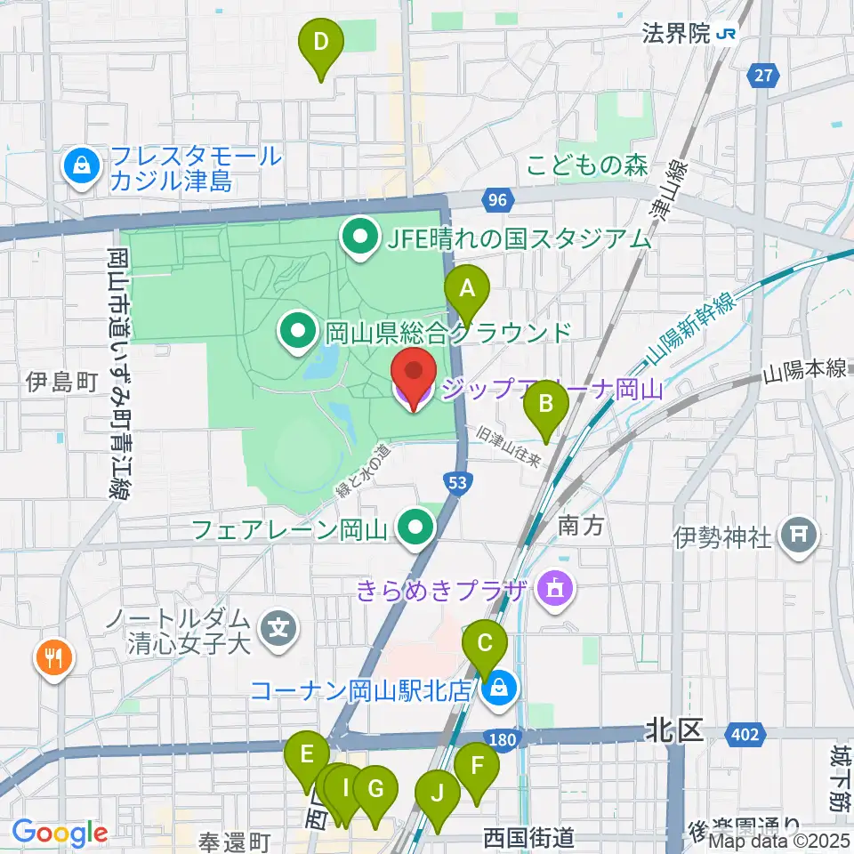 シゲトーアリーナ岡山周辺のホテル一覧地図