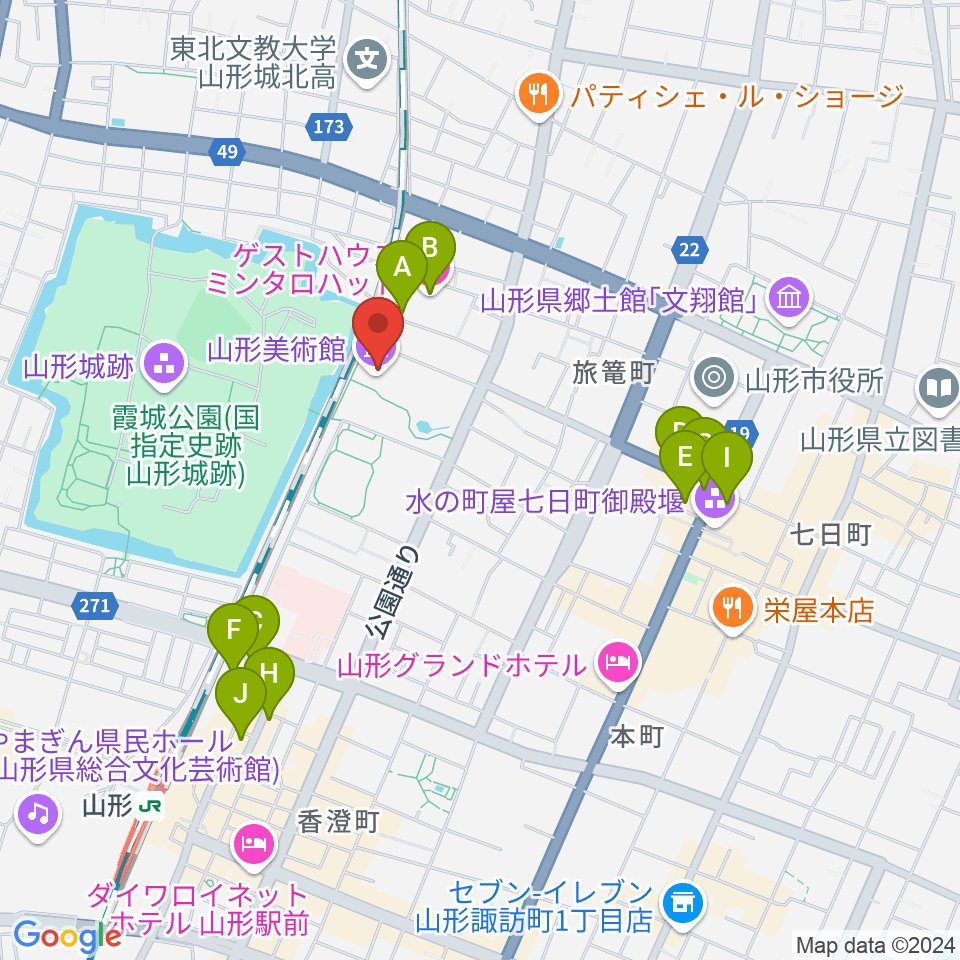 山形美術館周辺のホテル一覧地図