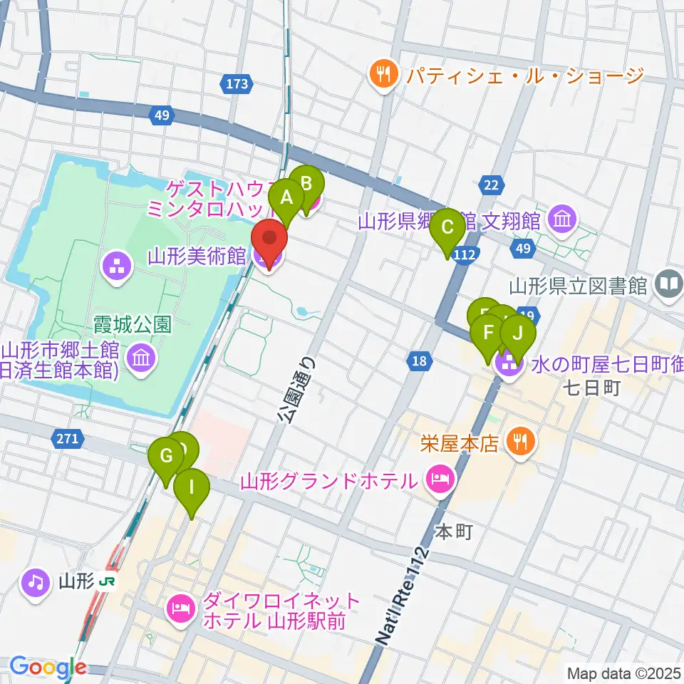 山形美術館周辺のホテル一覧地図