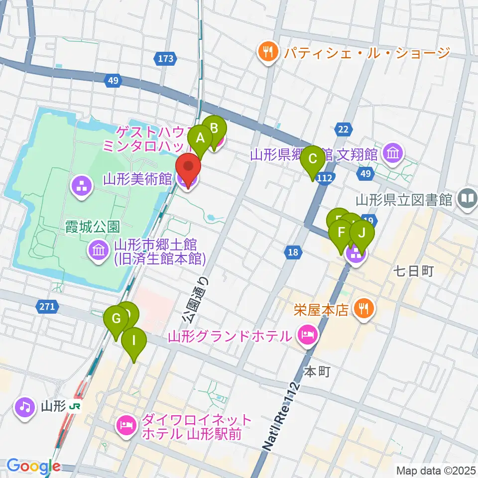 山形美術館周辺のホテル一覧地図