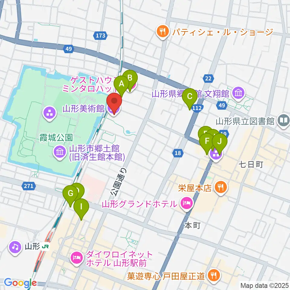 山形美術館周辺のホテル一覧地図