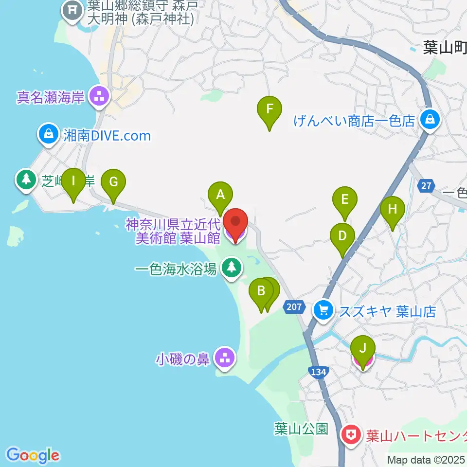 神奈川県立近代美術館 葉山館周辺のホテル一覧地図