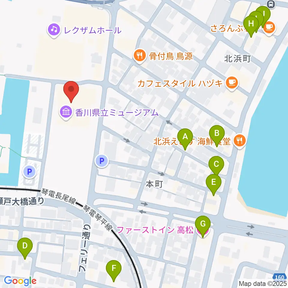 香川県立ミュージアム周辺のホテル一覧地図