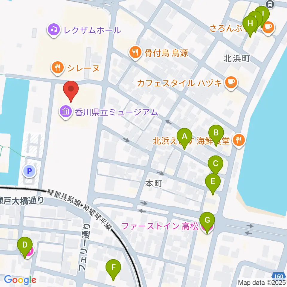 香川県立ミュージアム周辺のホテル一覧地図