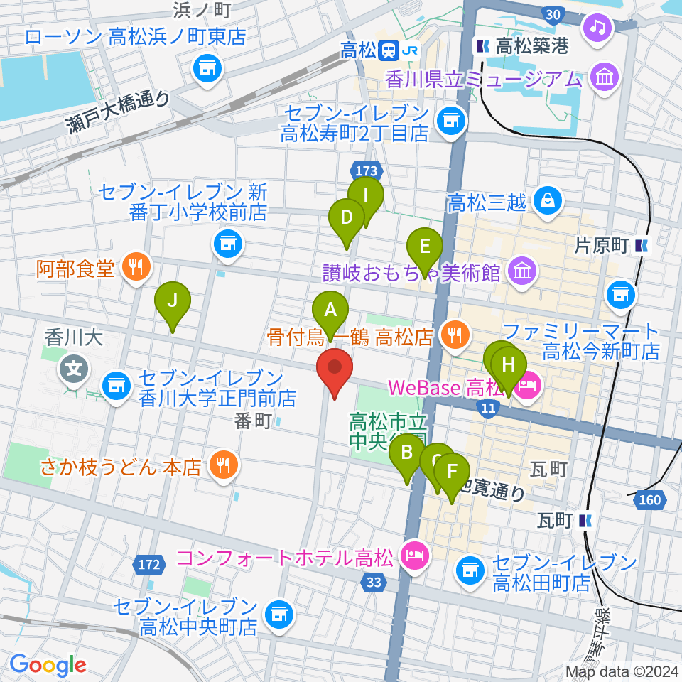 香川県文化会館周辺のホテル一覧地図