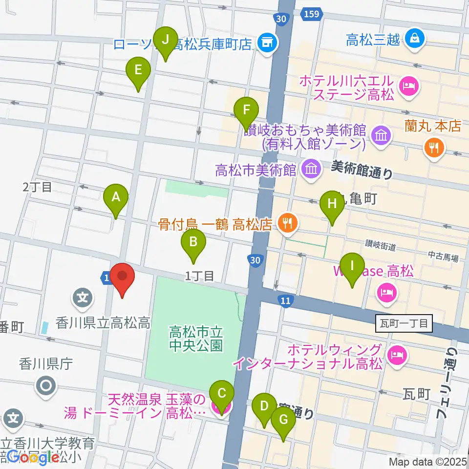 香川県文化会館周辺のホテル一覧地図