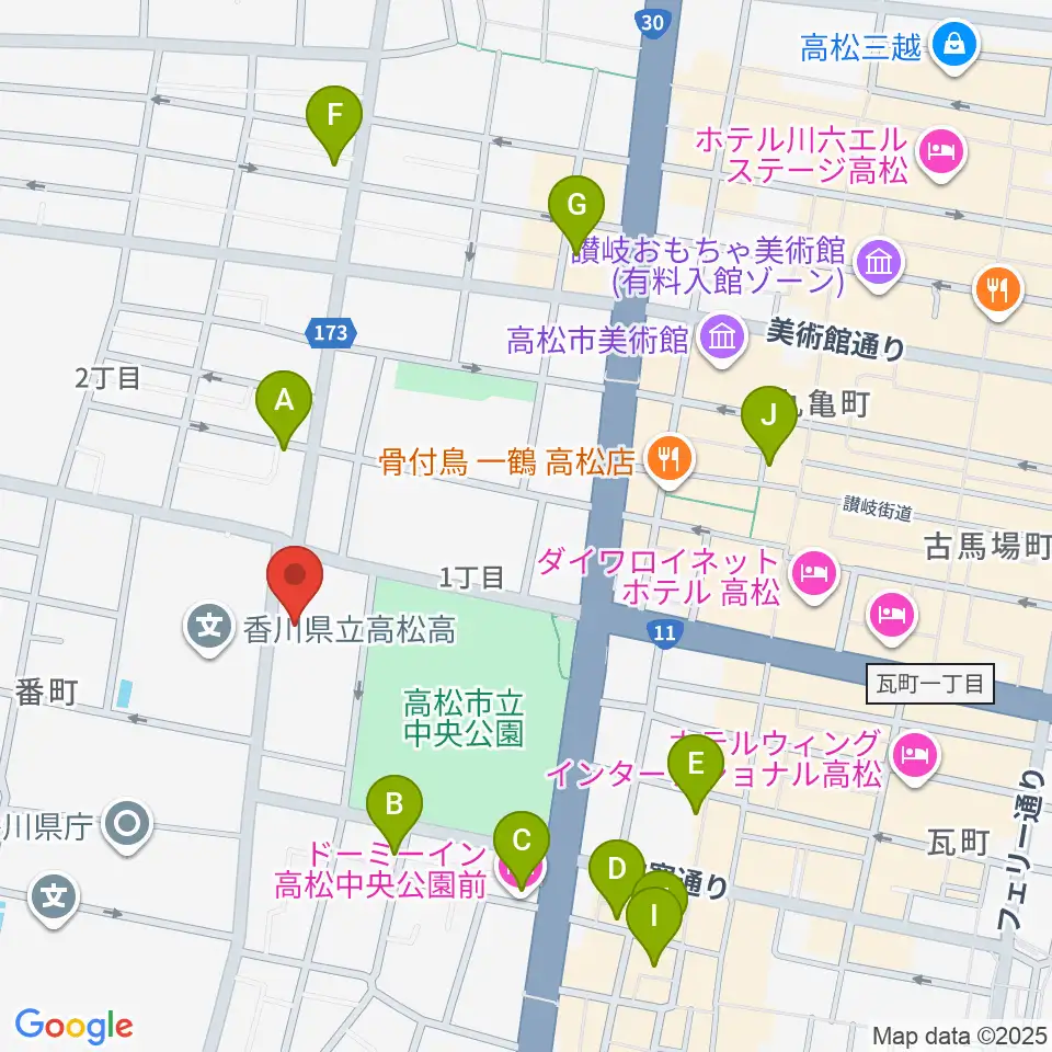 香川県文化会館周辺のホテル一覧地図