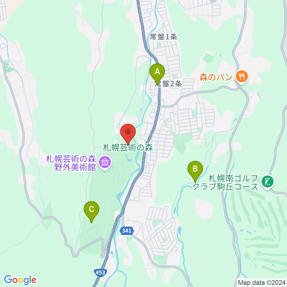 札幌芸術の森美術館周辺のホテル一覧地図