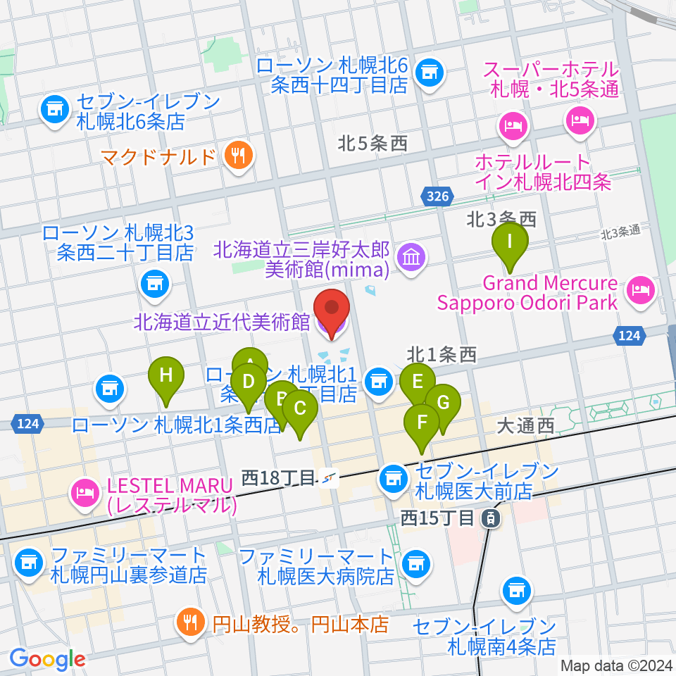 北海道立近代美術館周辺のホテル一覧地図