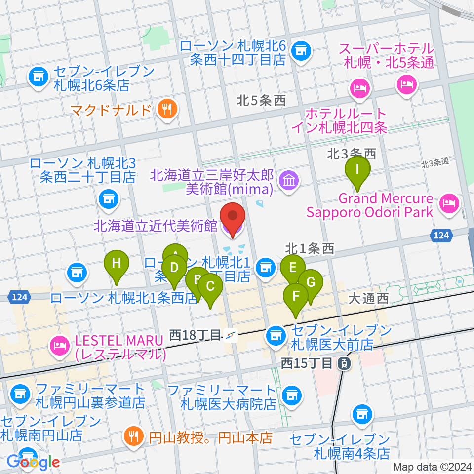 北海道立近代美術館周辺のホテル一覧地図