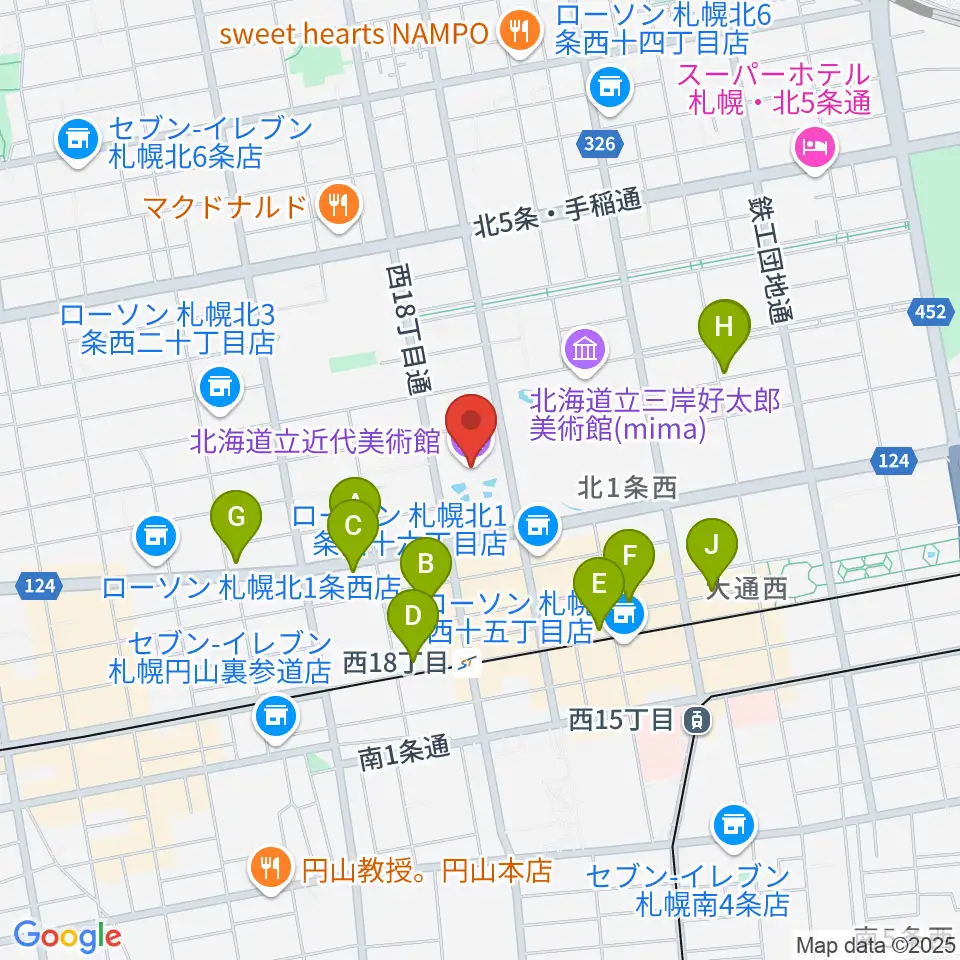 北海道立近代美術館周辺のホテル一覧地図