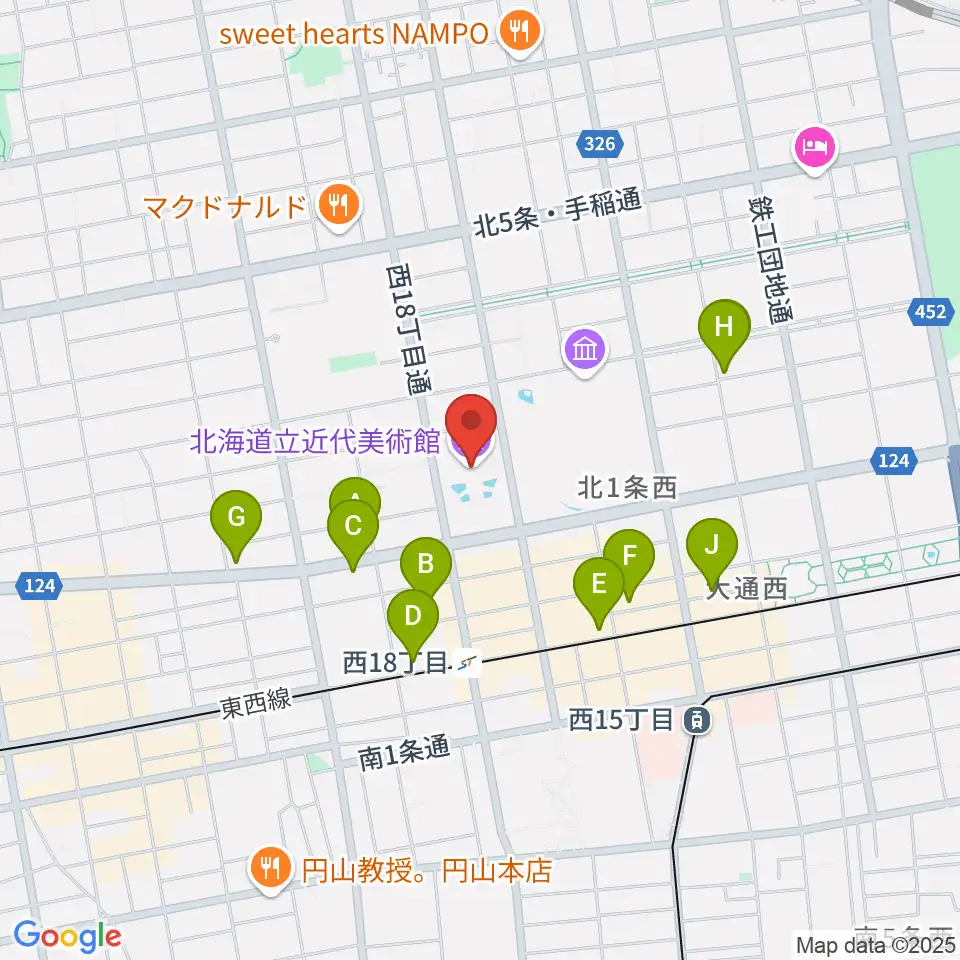 北海道立近代美術館周辺のホテル一覧地図