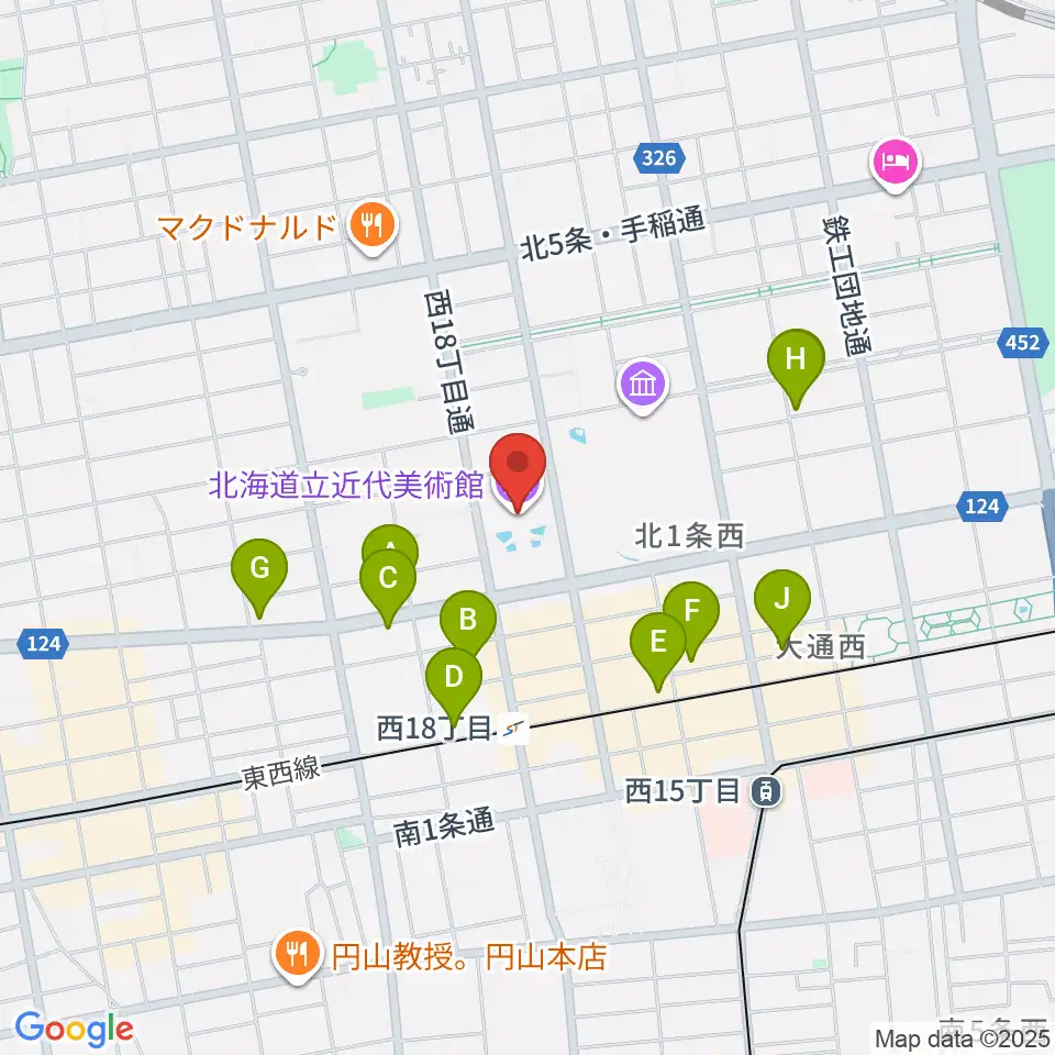 北海道立近代美術館周辺のホテル一覧地図