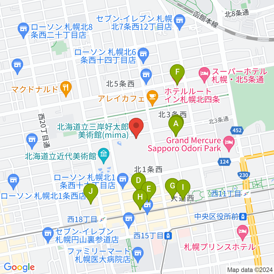 mima 北海道立三岸好太郎美術館周辺のホテル一覧地図