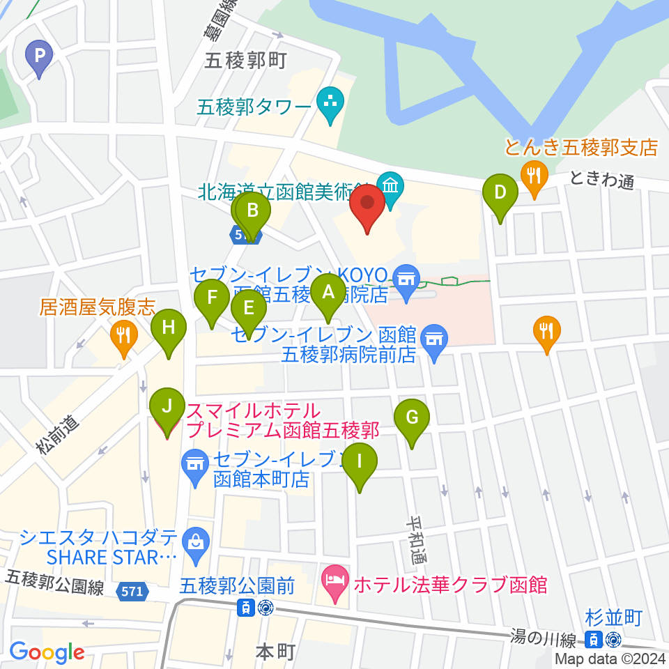 北海道立函館美術館周辺のホテル一覧地図