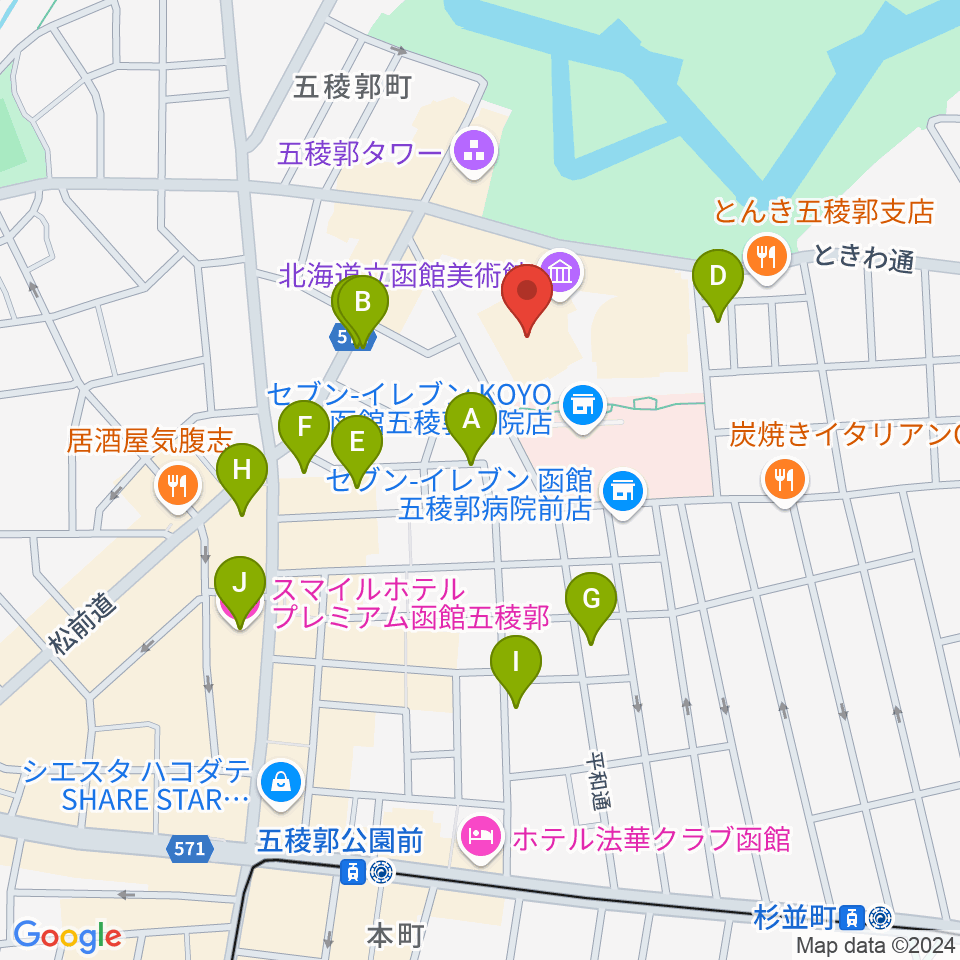 北海道立函館美術館周辺のホテル一覧地図