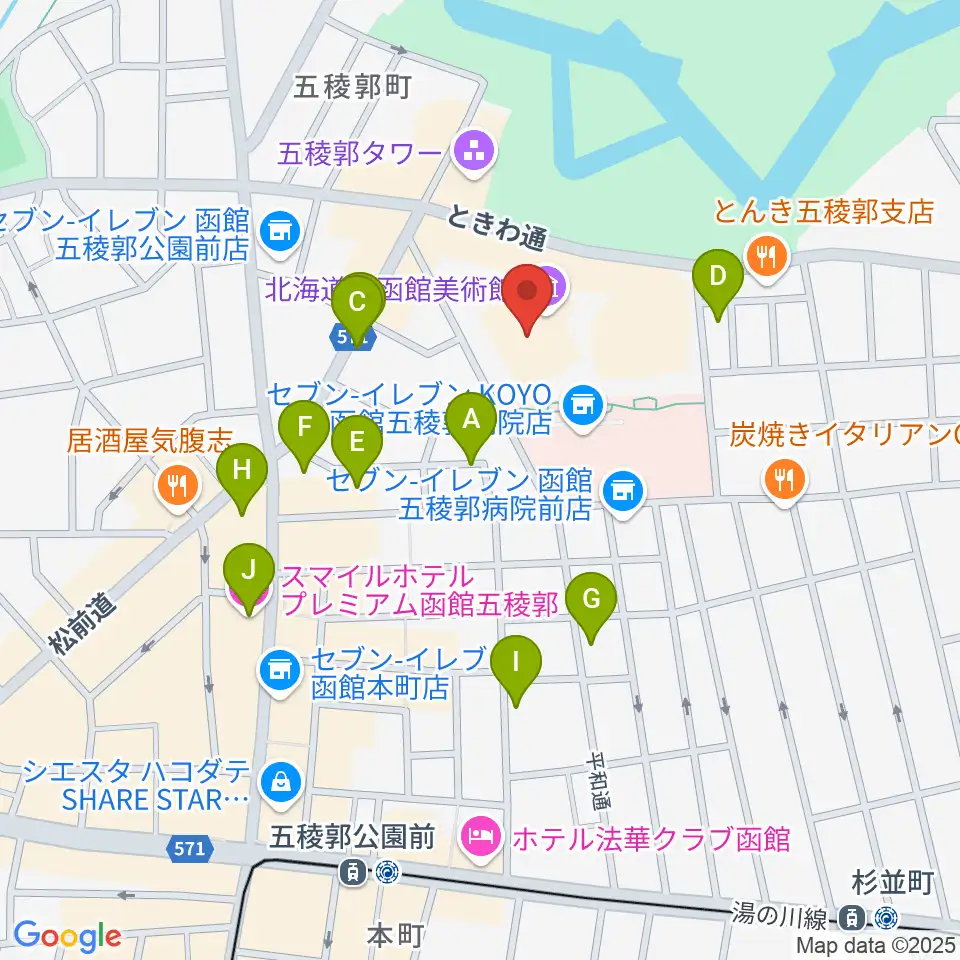 北海道立函館美術館周辺のホテル一覧地図