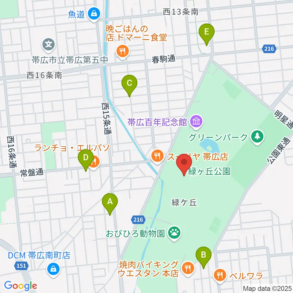 北海道立帯広美術館周辺のホテル一覧地図