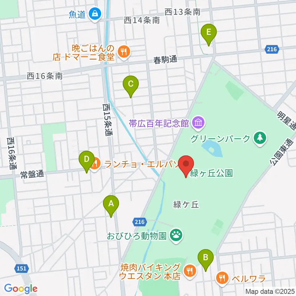 北海道立帯広美術館周辺のホテル一覧地図