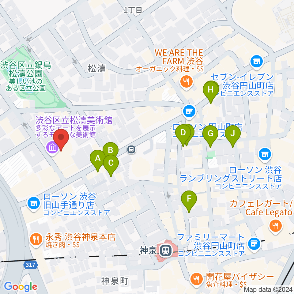 渋谷区立松濤美術館周辺のホテル一覧地図