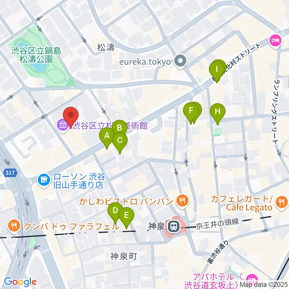 渋谷区立松濤美術館周辺のホテル一覧地図