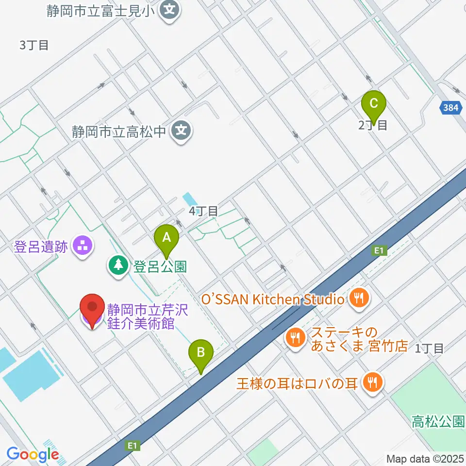 静岡市立芹沢銈介美術館周辺のホテル一覧地図
