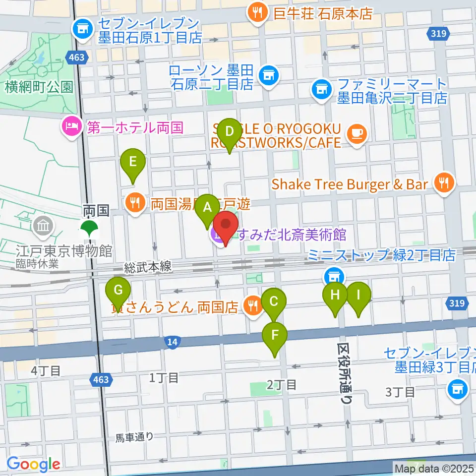 すみだ北斎美術館周辺のホテル一覧地図