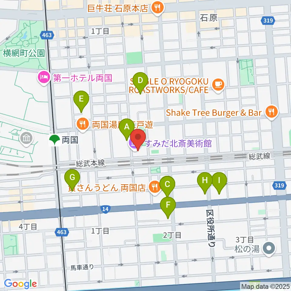 すみだ北斎美術館周辺のホテル一覧地図