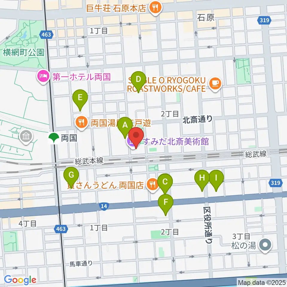 すみだ北斎美術館周辺のホテル一覧地図