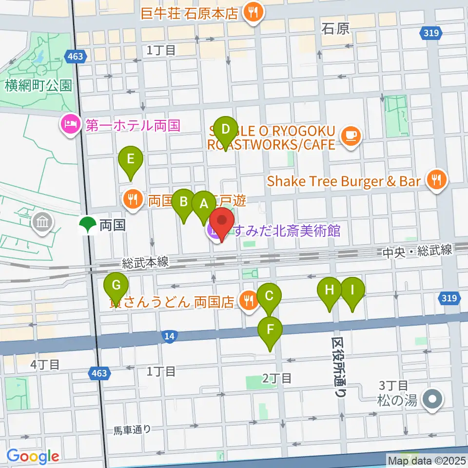 すみだ北斎美術館周辺のホテル一覧地図