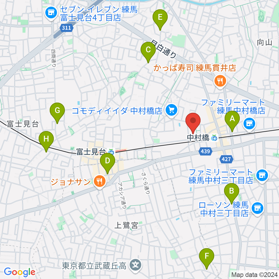 練馬区立美術館周辺のホテル一覧地図