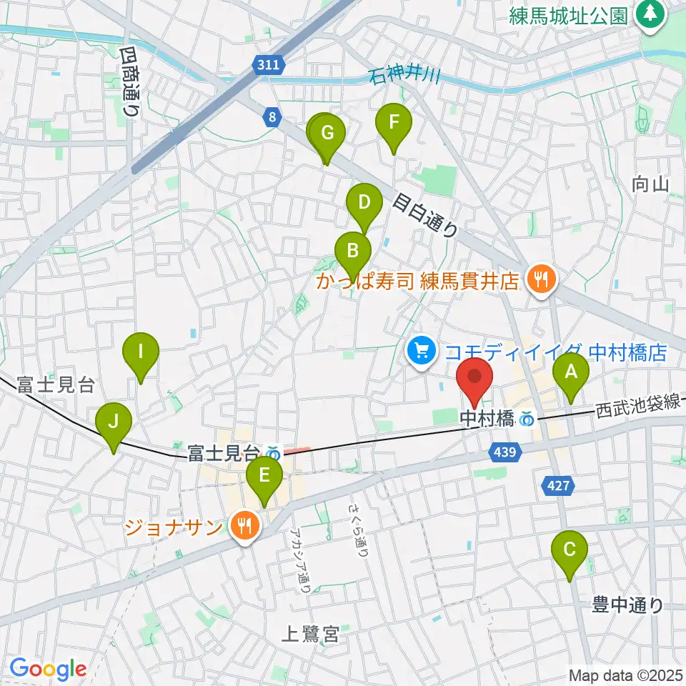 練馬区立美術館周辺のホテル一覧地図