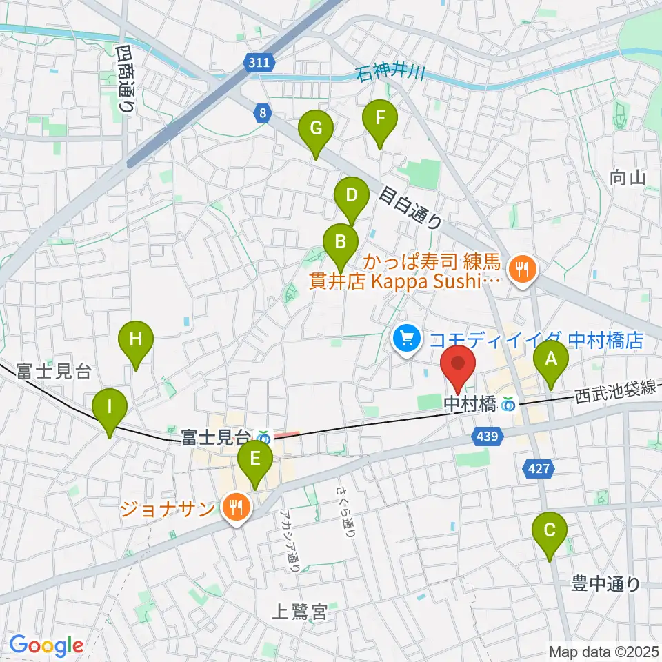 練馬区立美術館周辺のホテル一覧地図