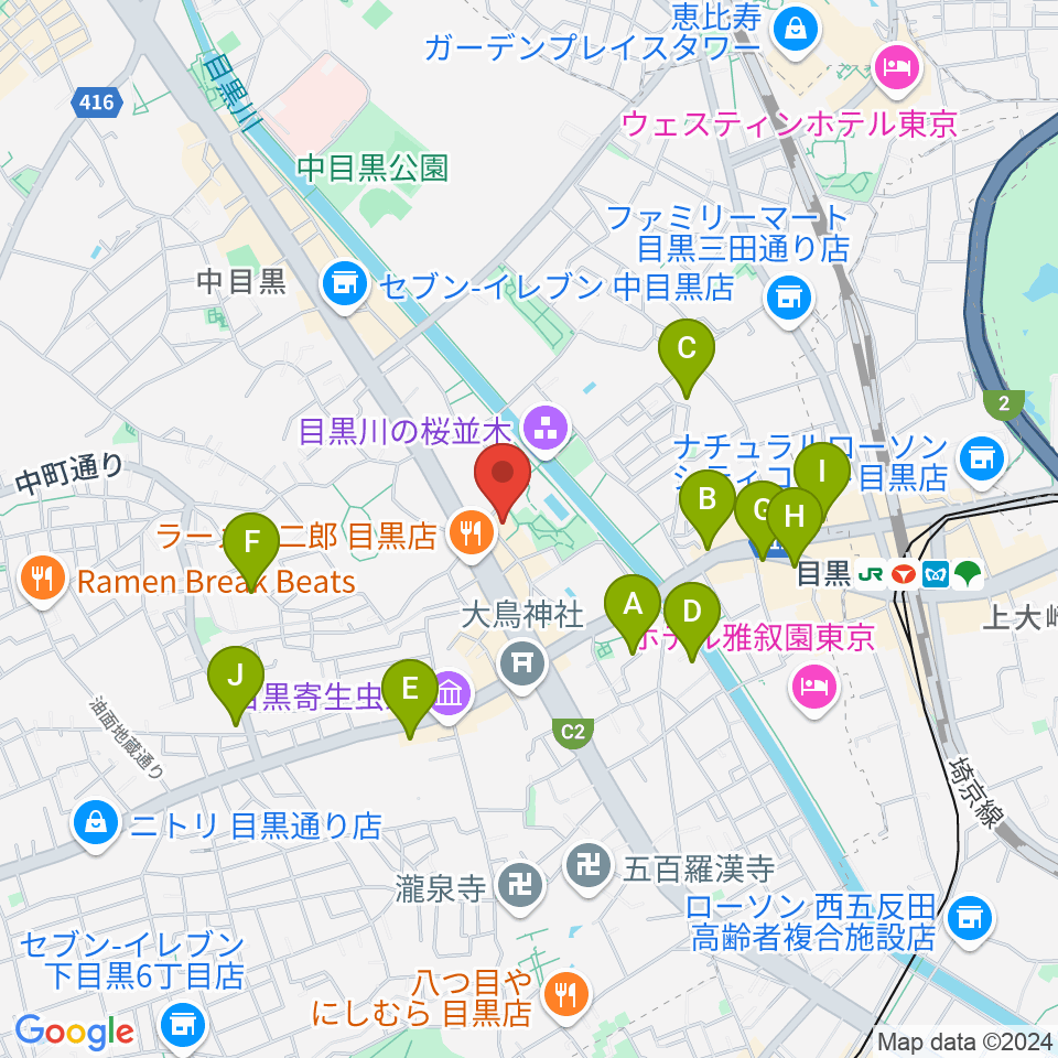 目黒区美術館周辺のホテル一覧地図