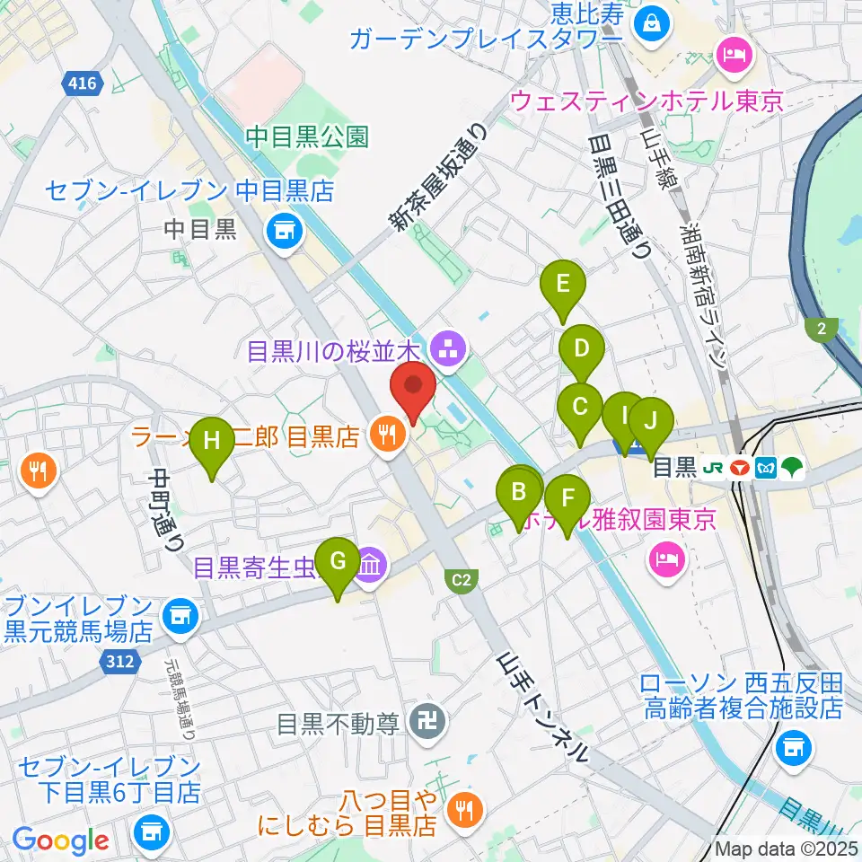 目黒区美術館周辺のホテル一覧地図