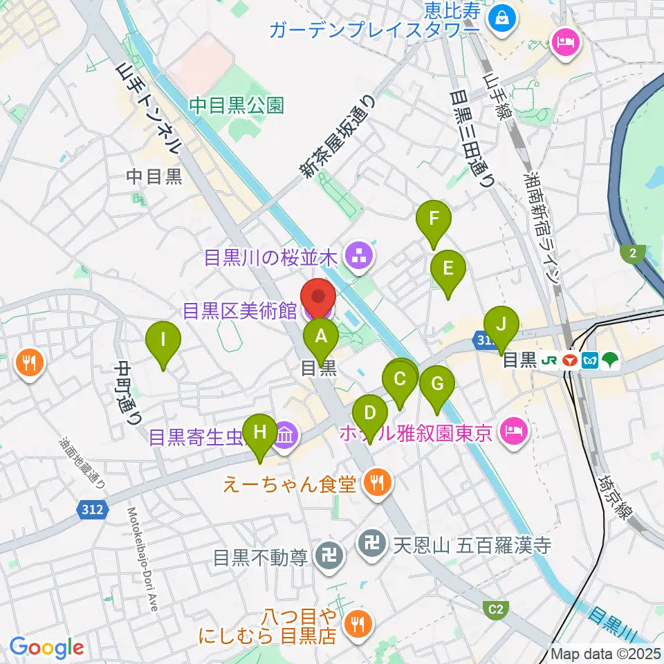 目黒区美術館周辺のホテル一覧地図