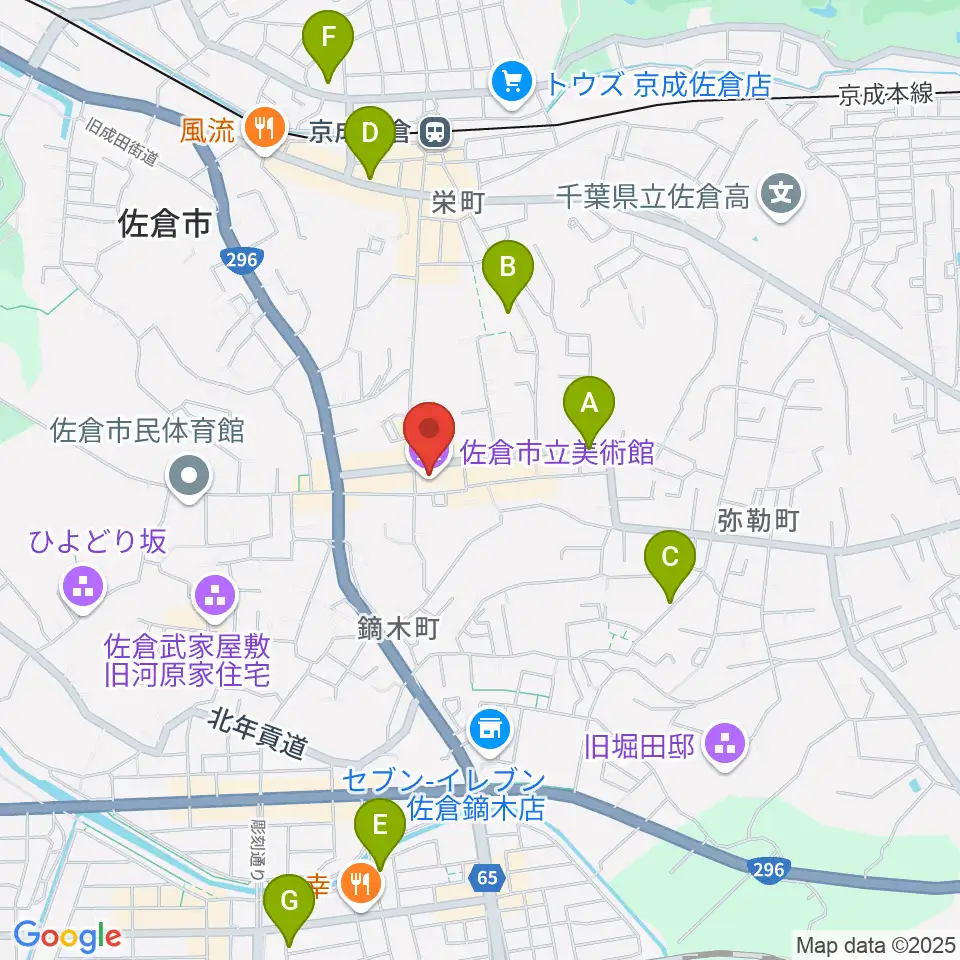 佐倉市立美術館周辺のホテル一覧地図