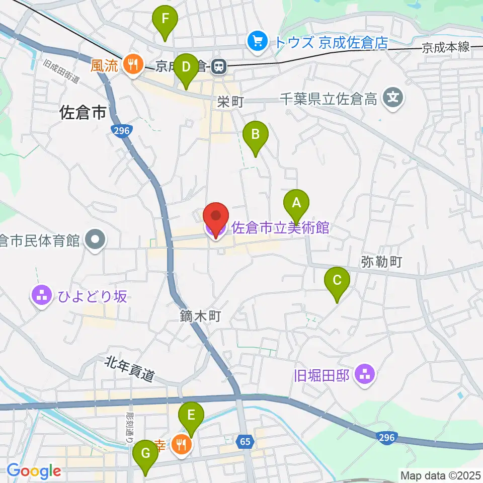 佐倉市立美術館周辺のホテル一覧地図