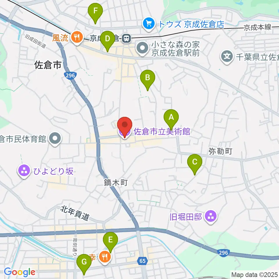佐倉市立美術館周辺のホテル一覧地図