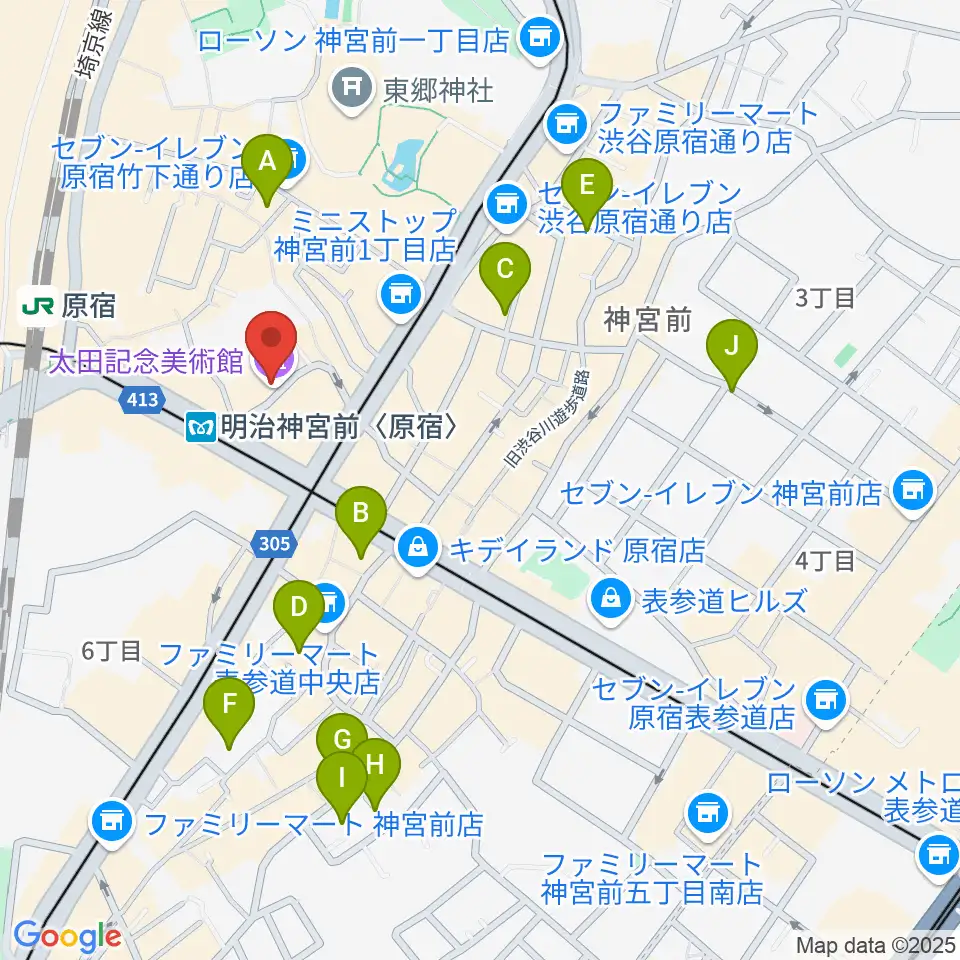 太田記念美術館周辺のホテル一覧地図