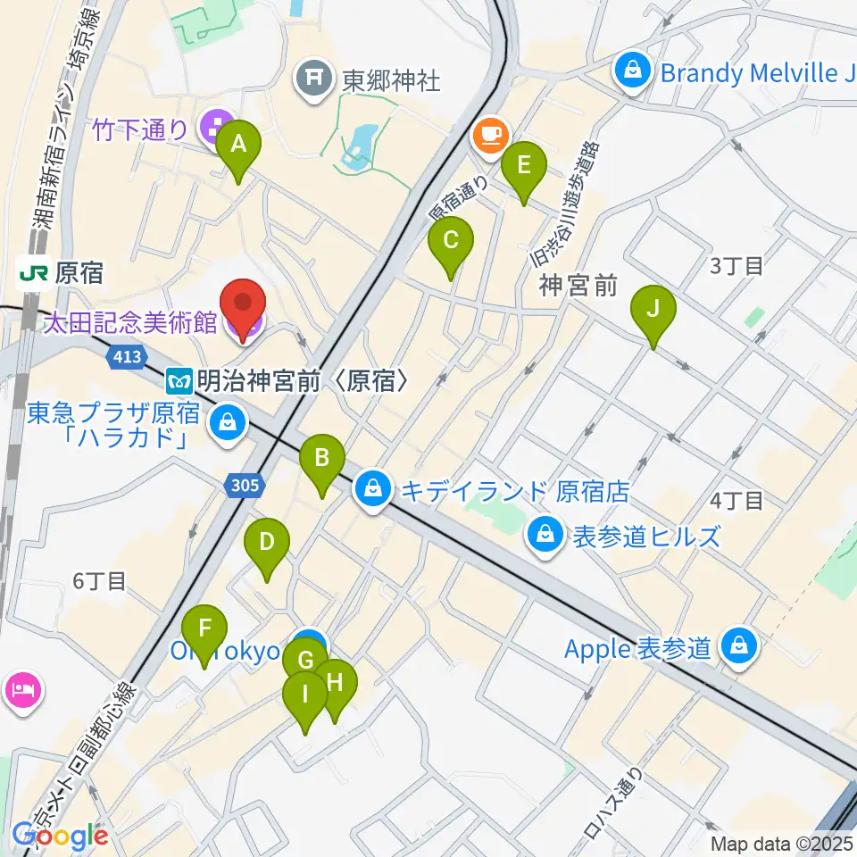 太田記念美術館周辺のホテル一覧地図